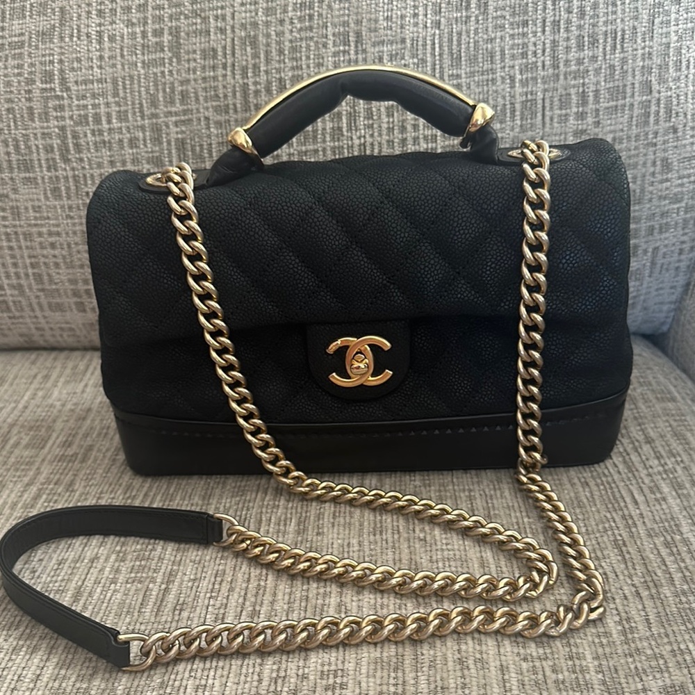 Chanel Black Quilted Leather Chain Bag